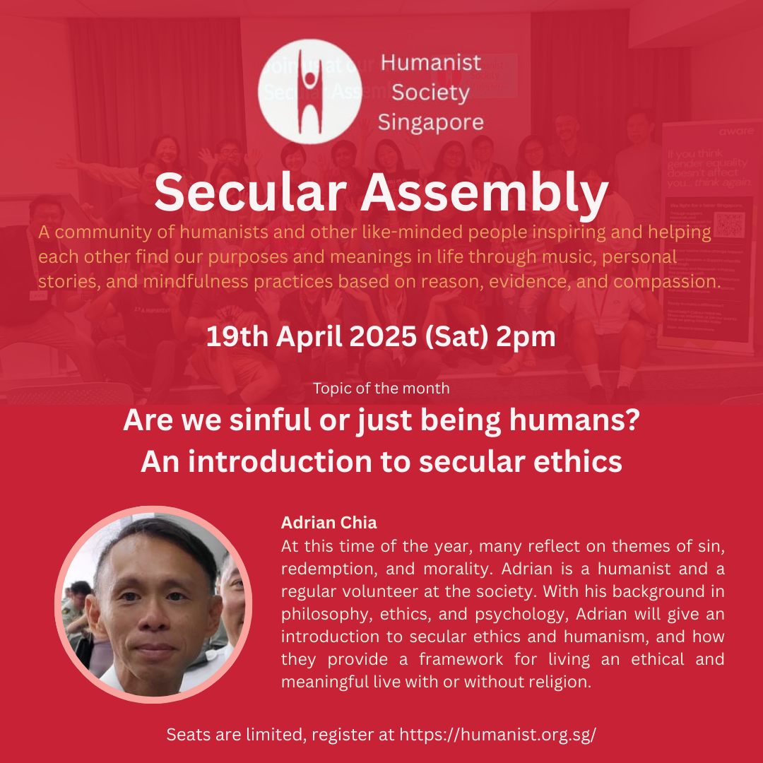 Secular Assembly Apr’25 – Are we sinful or just being humans? An ...