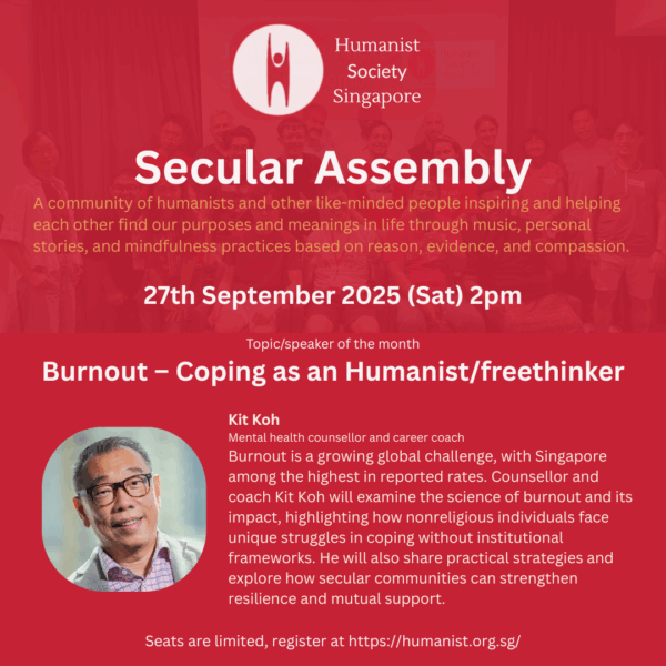 event poster for 27 Sep secular assembly on burnout
