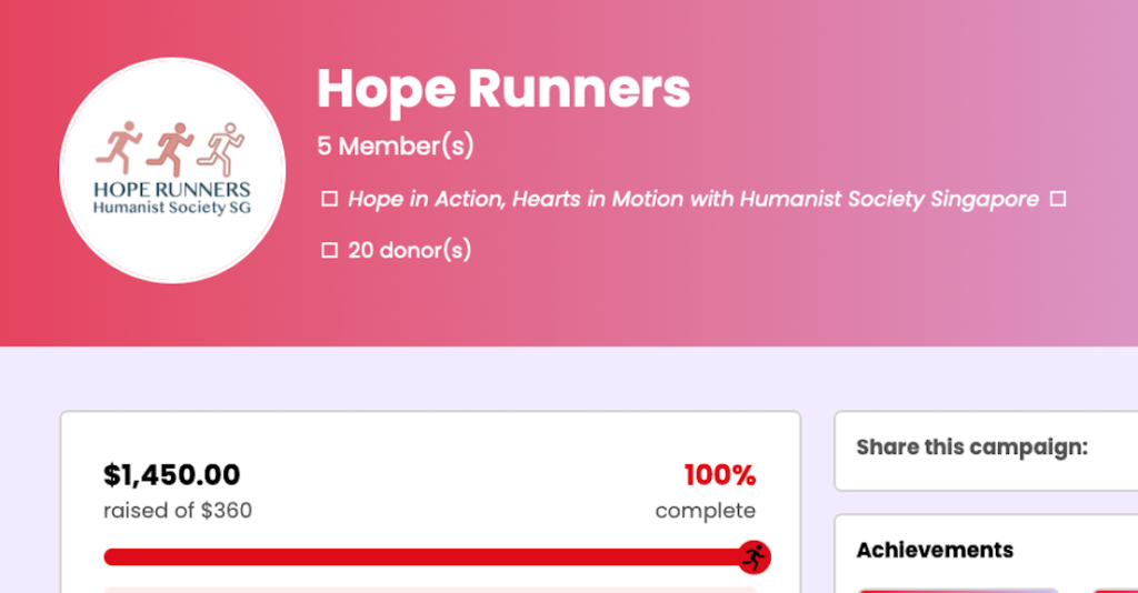 Screenshot of team page